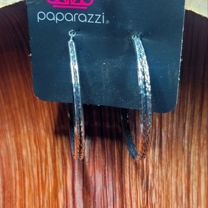 Paparazzi hoop silver earrings - 2" in diameter.